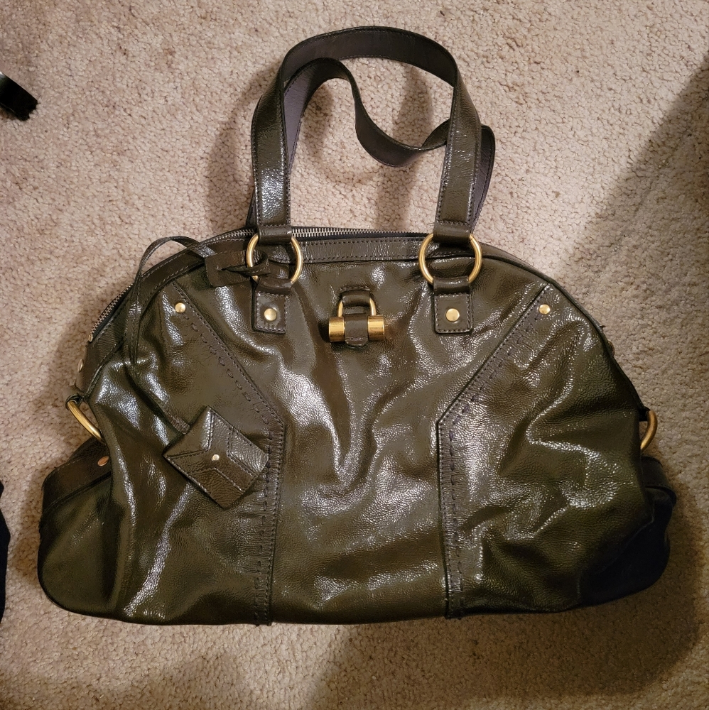 Authentic Yves Saint Laurent Muse Shoulder Bag- Dark Olive Green/Army Green